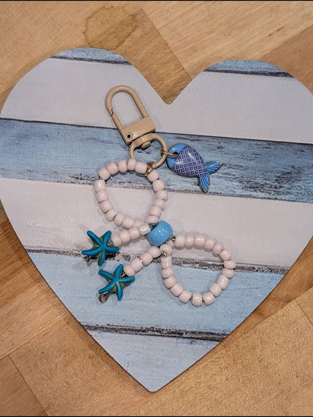 Beaded Pastel Pink & Blue Bow Keychain Bag Charm